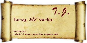Turay Jávorka névjegykártya